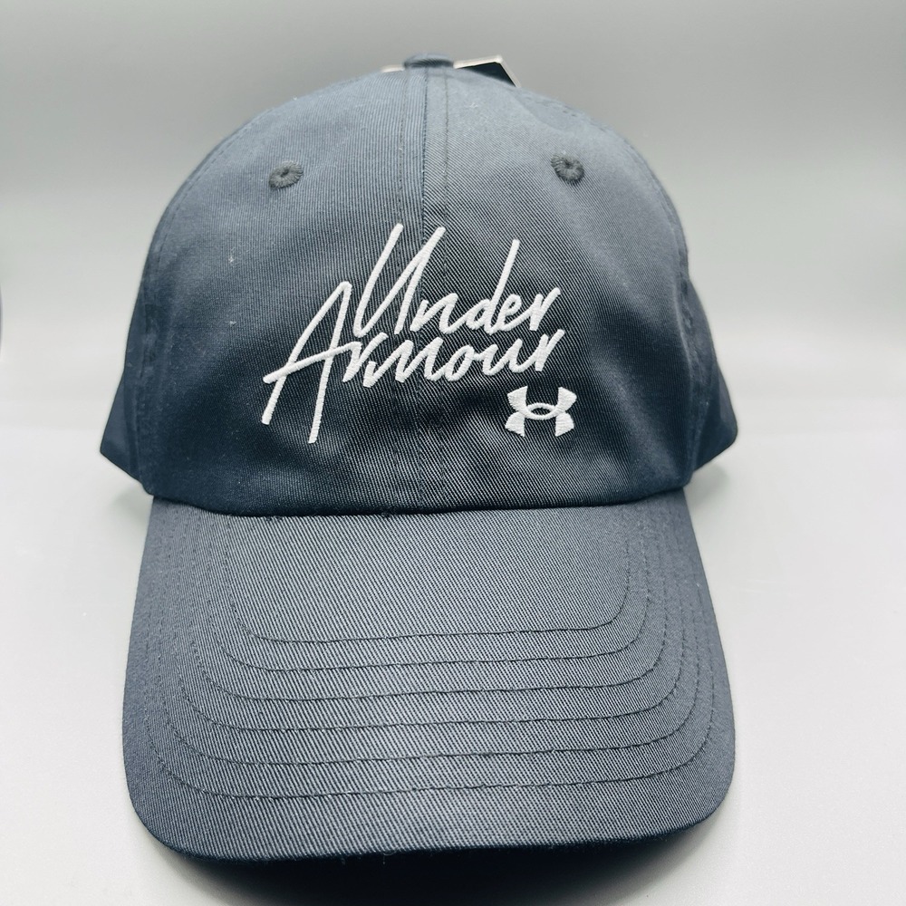 NWT Under Armour Womens Favorite Free Fit Hat Gray Script Logo Baseball Cap
